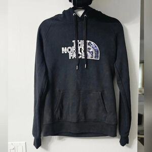 NWT The North Face 100% Cotton Vintage Black Galaxy Print Logo Hoodie  Size M